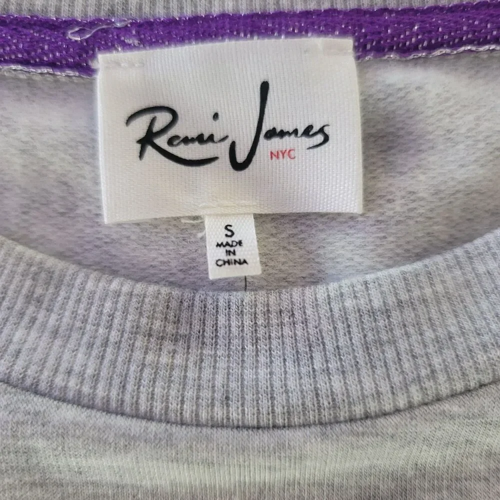 Womans 'SUNSET' Sweatshirt Gray SZ S Embellished Pullover - Picture 10 of 10